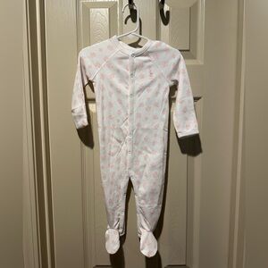 Ralph Lauren Pink and White Cotton Footed One Piece